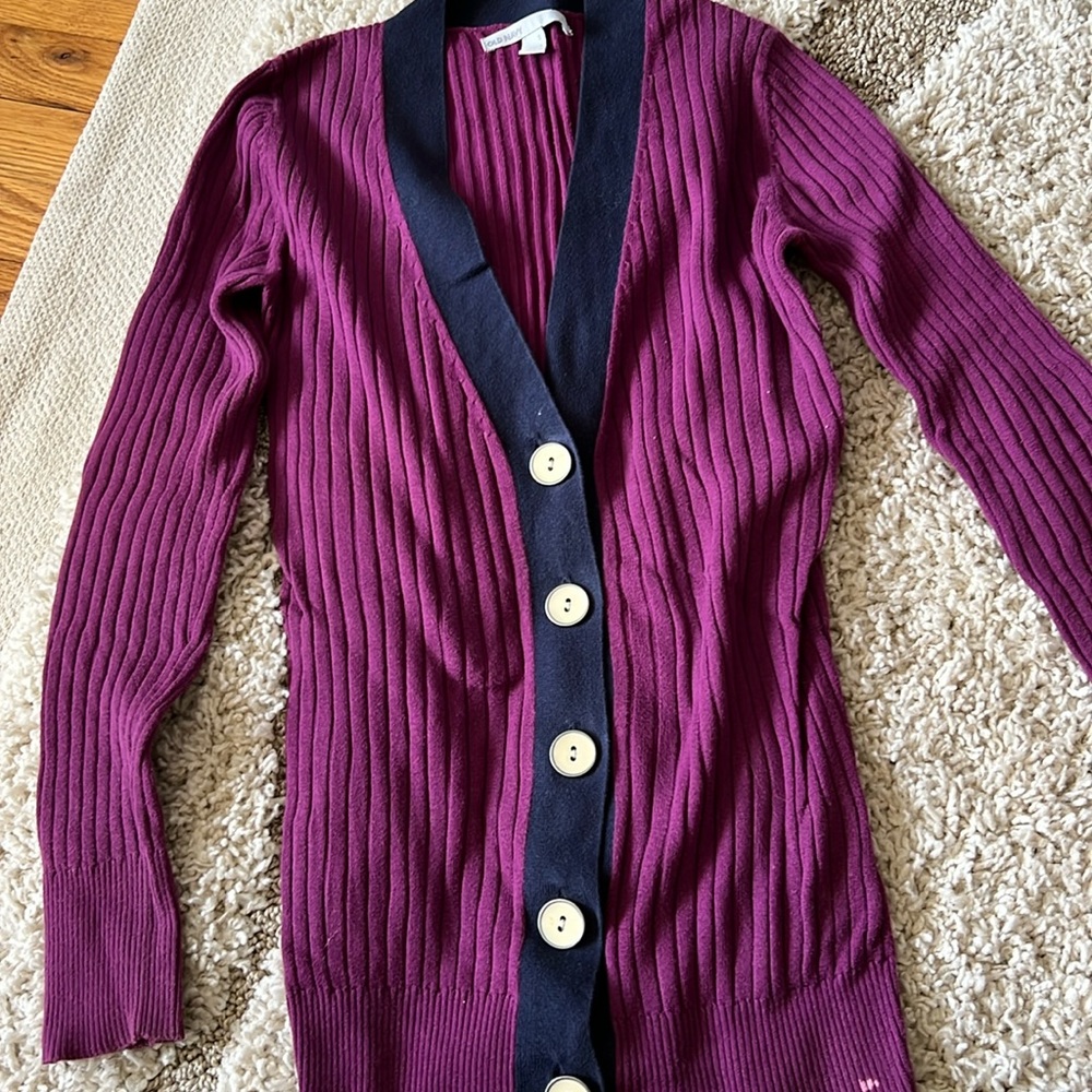 Old Navy purple navy blue cardigan with buttons S but fits also M